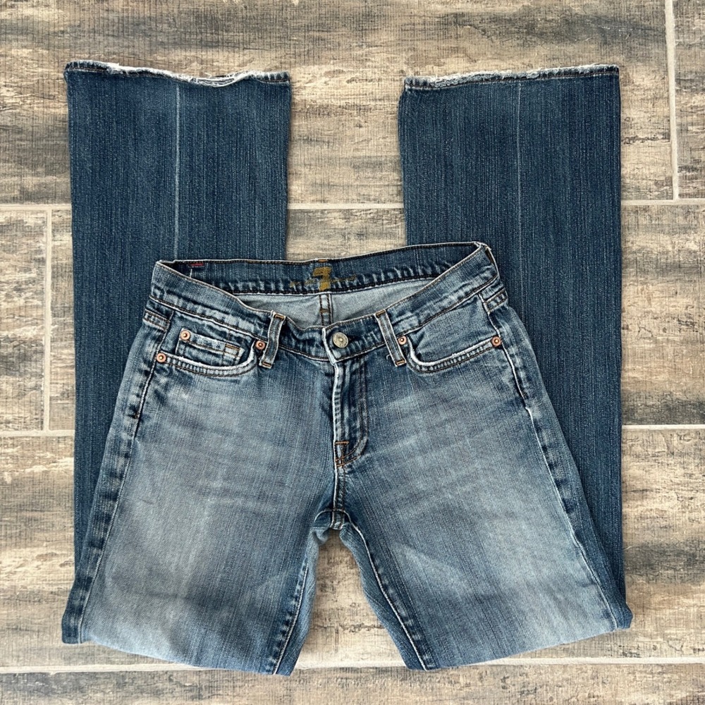 Y2K 7 For All Mankind Bootcut Jeans Women 27 Blue Low Rise Medium Wash USA